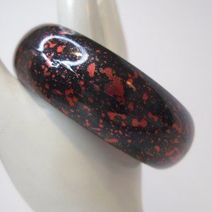 Black Red Plastic Bangle Bracelet Retro 1980s